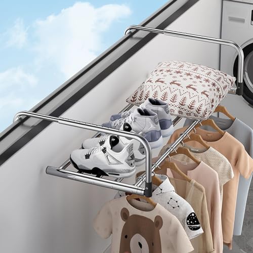 Tendedero de ropa para radiador, plegable, retráctil, de acero inoxidable, para colgar en la pared, para balcón