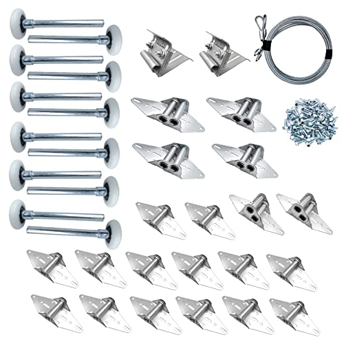 Lajiaoz Garage Door Hinge Roller Bracket/Track Kit/Wire Rollers Green Hinges Sytems Roll Up Door Spings(16 X 8" Height Double Garage Doors) #TOP20