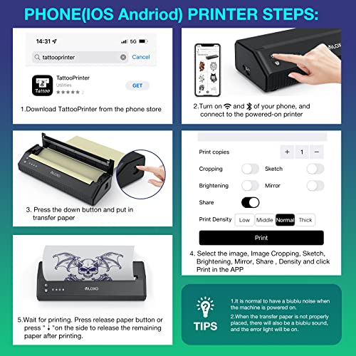 image for VLOXO Wireless Tattoo Stencil Printer, Portable Tattoo Thermal Transfe