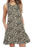 Merkmale: U-Ausschnitt, ärmellos, einfarbig, zwei praktische Taschen, knielang, A-Linie Silhouette, Swing Tunika Kleid, Flare Kleid, Flowy Swing Kleid, Flowy T Shirt Kleid, Sommerkleid, Sommer Tank Kleid, Weste Kleid für Frauen Junioren .