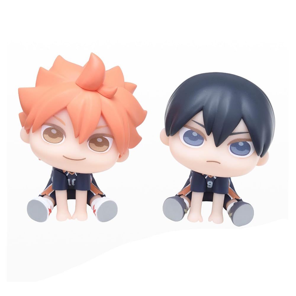 Anjinguang Hinata Shoyo Figure Statue, Tobio Kageyama Anime Look Up Figure Big Head Figurine Sitting Pose PVC Model Home Car Ornament Gift Collectiable 6CM — image 1