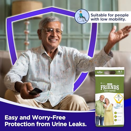 Image of Friends Easy Adult Diapers Tape Style - (Extra Large) with odour lock and Anti-Bacterial Absorbent Core- Waist Size 29.53-62.99 Inch ; 75-160 Cm