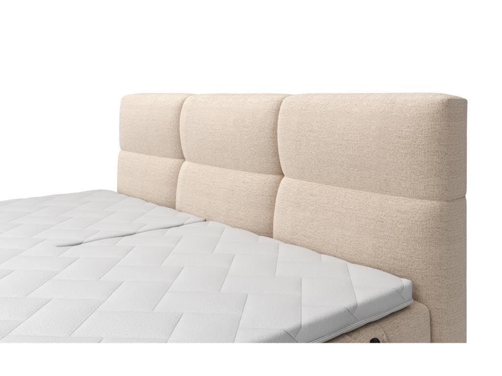 Brand Set letto Boxspring 2x90x200 Beige LODI di PALACIO: Testata trapuntata + Rete relax elet. + Materasso + Topper