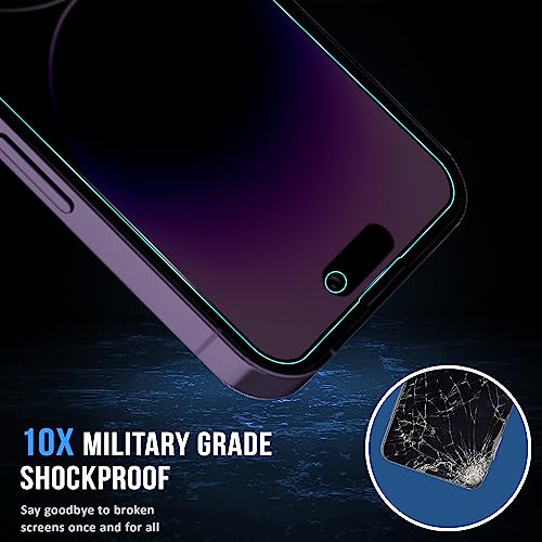 Image of ArmourPro Privacy Tempered Glass for iPhone 14 Pro, Anti Spy Anti Peeping Screen Protector, Edge-to-Edge Full Coverage, 9H Hardness with Cable Protector | Black