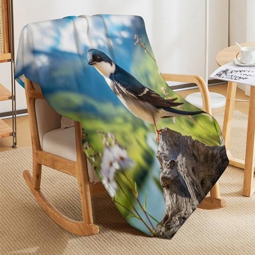 Couverture de Canapé Oiseau en Peluche Flannel Chaude et Moelleuse