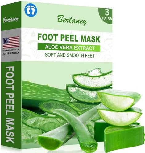 Aloe Vera Foot Peeling Mask, Baby Feet Exfoliating Peel for Dead Skin Removal& Moisturizing Care, Dry Cracked Heels Relief, Softening Rough Feet Spa Socks, 3 Pairs Pack(Unisex)
