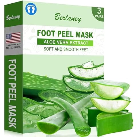 Foot Peeling Mask - Pro Callus Remover with Aloe Vera Extract for Rough Cracked Dry Feet - Dead Skin Remove, 3Pairs Cover