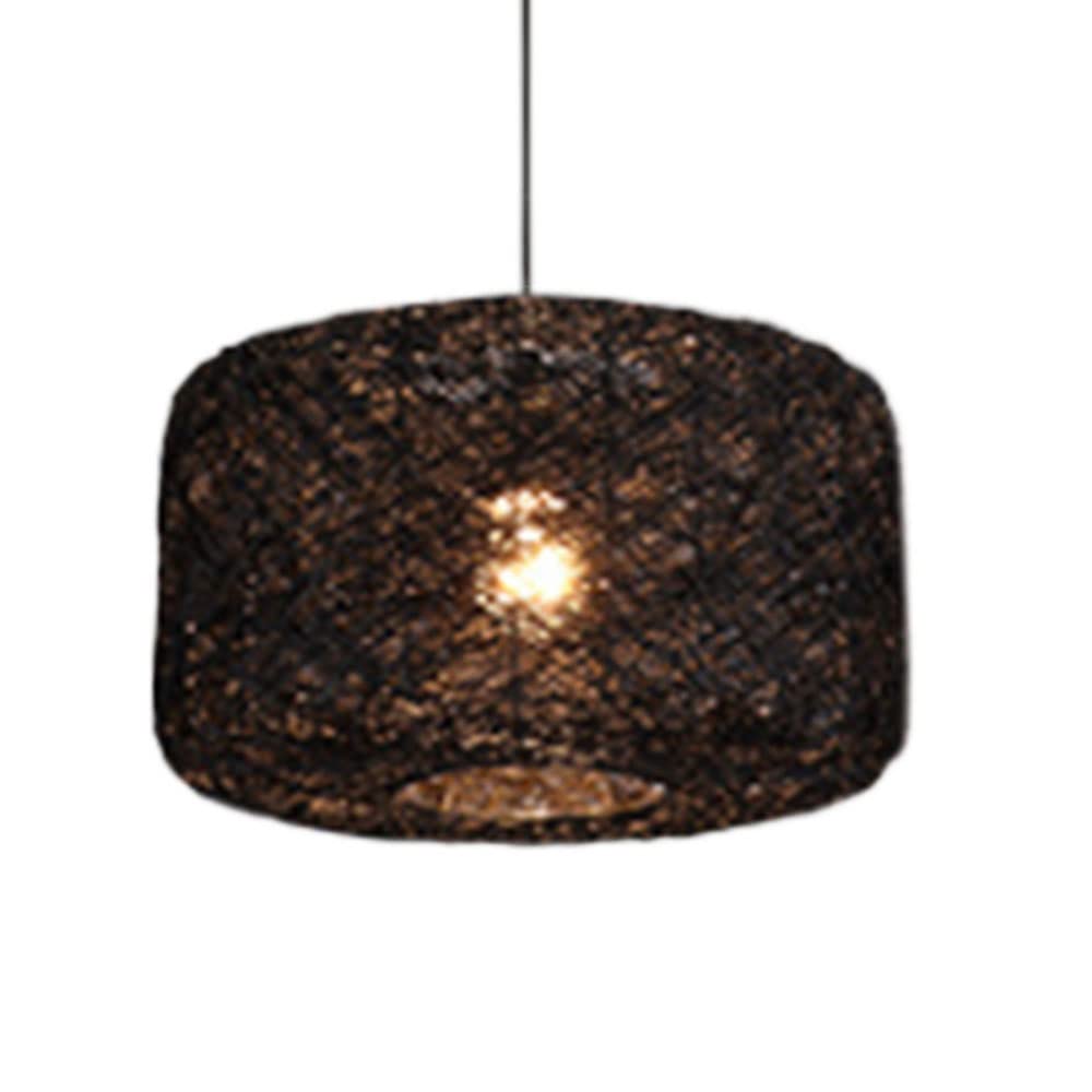 HYJAUSXB Minimalistic Artistic Pendant ht Pastoral Rattan Art E27 Screw Lamp Creative Nest Shape Chandelier Industrial Style (Color : Black, Size 15.7in)
