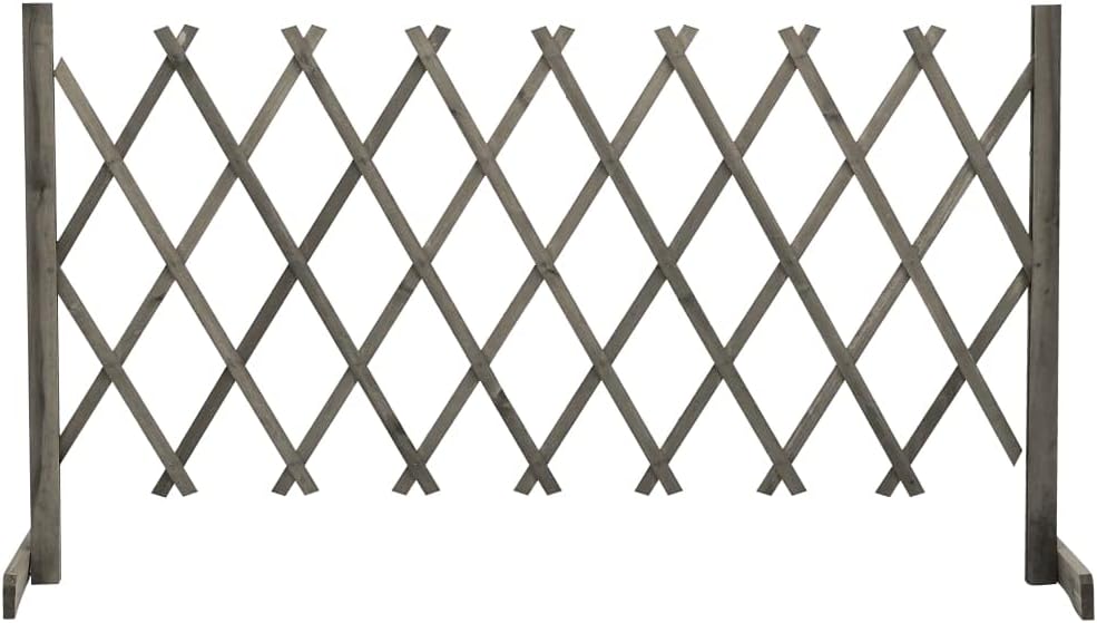 Garden Trellis Fence Wood Expandable Plant Support Climbing Lattices Wooden Decorative Divider Wall for Lawn, Backyard, Balcony, Patio Outdoor Gray 59.1"x31.5"
