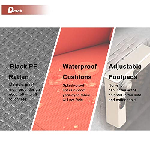 Excited Work Pe Wicker Outdoor Loveseat 2 Pcs Patio Couch With Washable Cushion And 2 Pillow,Sectional Furniture Conversation Set（Orange） #TOP3