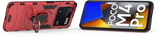 Miniatura 2 de Compatible con funda Xiaomi Mi Poco M4 Pro 4G, soporte de anillo de metal a prueba de golpes (funciona con soporte magnético para automóvil),