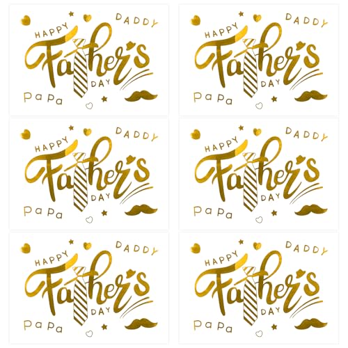 Doneace Father's Day Balloons Stickers Happy Fathers Day Bobo Letters Decals 6 Pcs Gold Balloon Decals for Father's Day DIY Paster Glass Sticker Party Supplies Transparent Balloon Decor