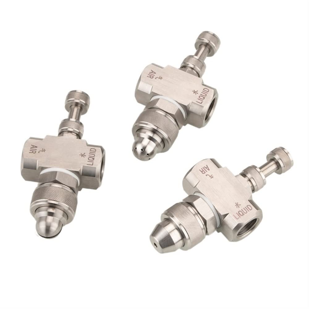Boquilla atomizadora de aire de acero inoxidable de 1/2 pulgada, fácil de instalar, boquilla mezcladora de aire y agua de dos fluidos, boquilla atomizadora ajustable Válvulas Eléctricas (Size : Adjus