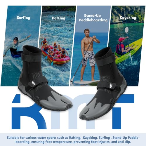 KMT Water Boots for Surfing Paddleboarding Kayaking, 3mm Hi-Top Split Toe Wetsuit Booties with Anti-Slip Rubber Sole - image 5