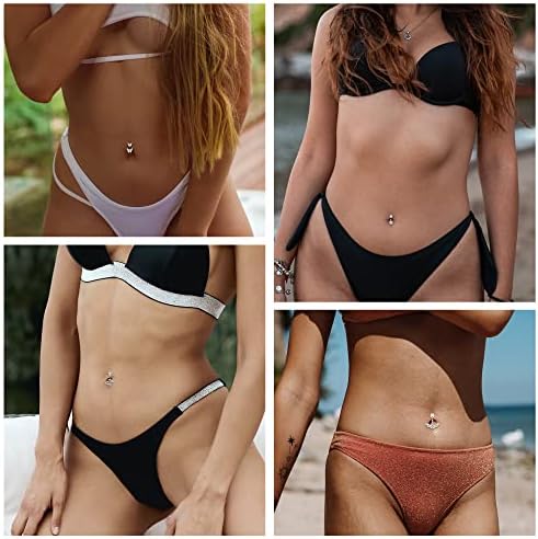 LOLIAS 12PCS 14G Nipple Rings Belly Button Rings for Women Stainless Steel Butterfly Snake CZ Tongue Nipple Barbell Piercing Navel Ring Body Piercing Jewellery