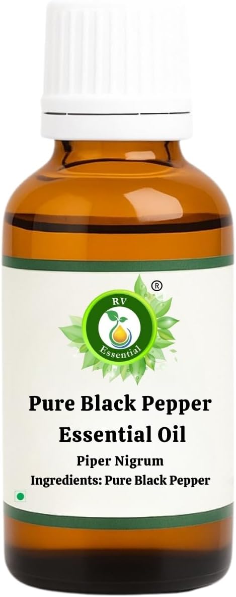 R V Essential Pure Black Pepper Essential Oil 300ml (10oz)- Piper Nigrum (100% Pure and Natural Therapeutic Grade)