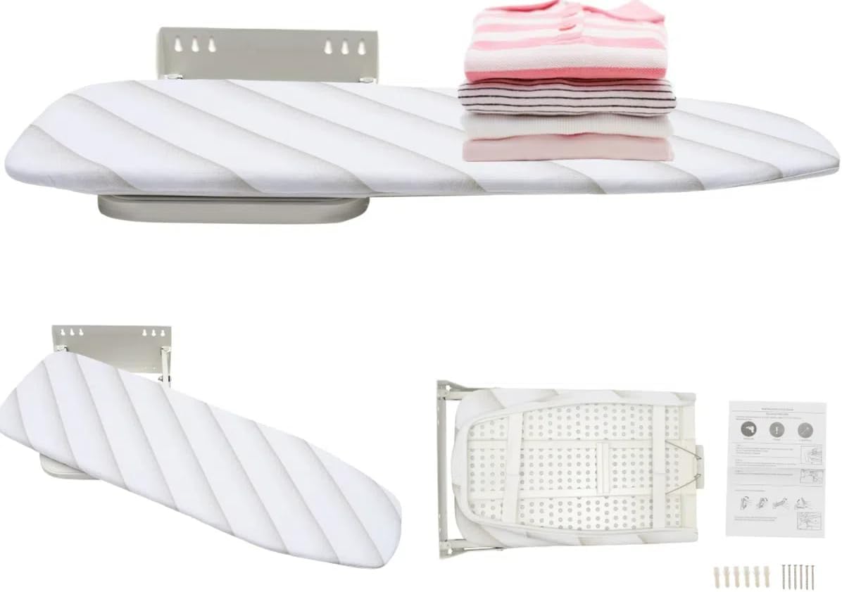 Wall Mounted Ironing Board 180° Swivel Iron Board with Heat Resistant Cover Folding Ironing Board Wall Ironing Board for Home Laundry Room, 37.4 * 7.55 in