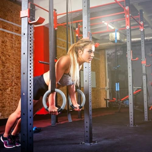 Image of Gymnastic ABS Rings with Heavy Duty Adjustable Strap Capacity with 14.5ft Adjustable Buckle Straps for Cross Fitness Functional Training for Home Gym Full Body Workout