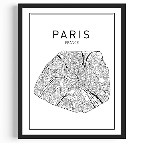 Paris Map Print Paris Map Art Map Of Paris City Map Wall Art Paris Map Art France City France Map Print City Map Wall Art France Wall Art Modern Art Print Black Wall Print 8X10 #TOP1