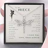 Generic To My Niece,Live Your Dreams Dragonfly Necklace | Gift for Niece from Aunt | Niece Birthday,Graduation,Christmas Present