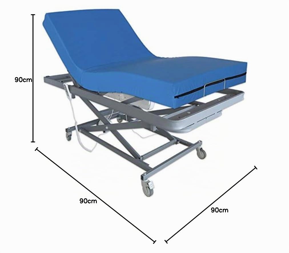 Ventadecolchones - Camas Articuladas Geriátrica de Hospital con Carro Elevador y Colchón Impermeable Viscoelástico 10+5 Medida 90 x 190 cm - Incluye Subida y Montaje