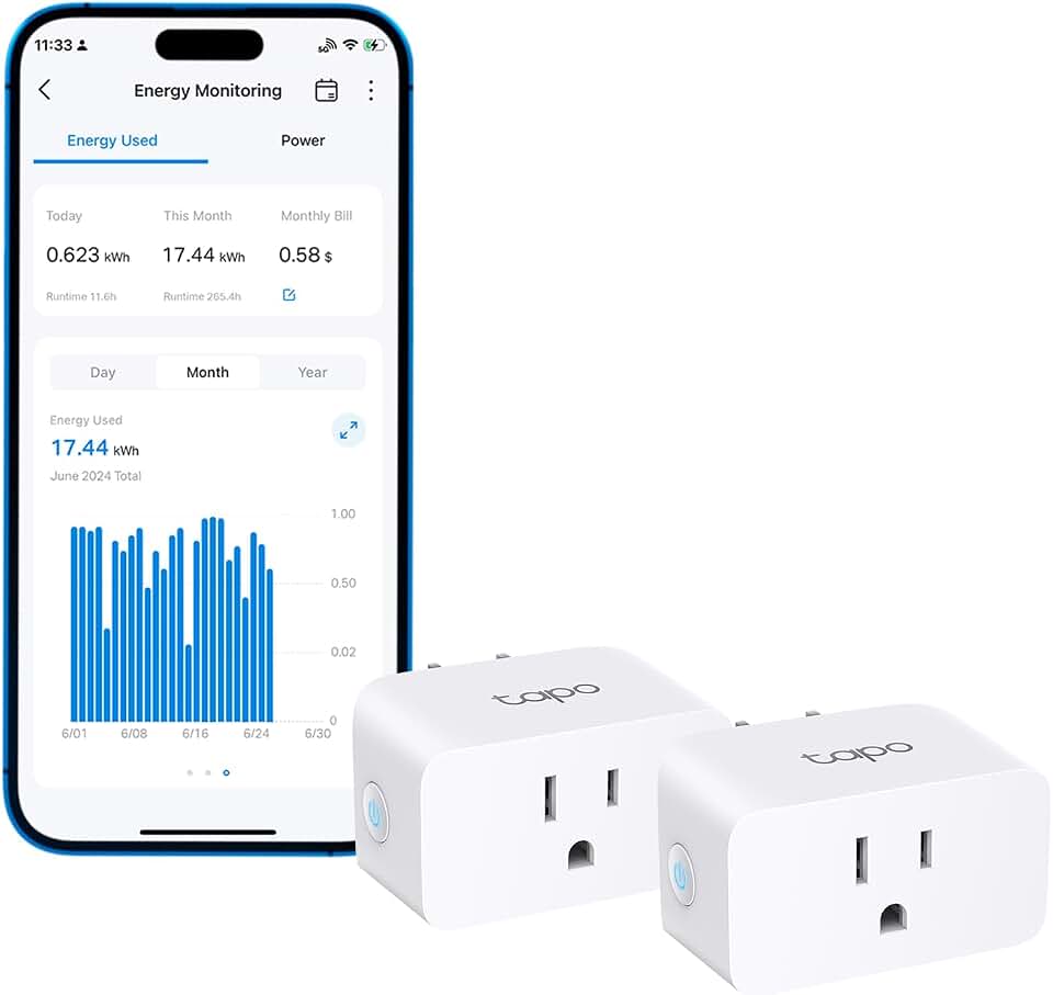 Tapo Smart Plug Wi-Fi, Energy Monitoring, P115(2-Pack), 15A | Works with Alexa & Google Home & Samsung SmartThings, Timer, 1800W Max, ETL Certified, 2.4G Wi-Fi Only
