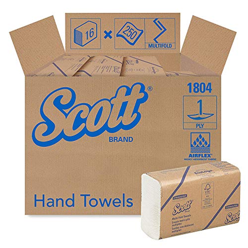 Scott Essential Multifold Paper Towels (01804) with Fast-Drying Absorbency Pockets, White, 16 Packs/Case, 250 Multifold Towels/Pack - PACK OF 4