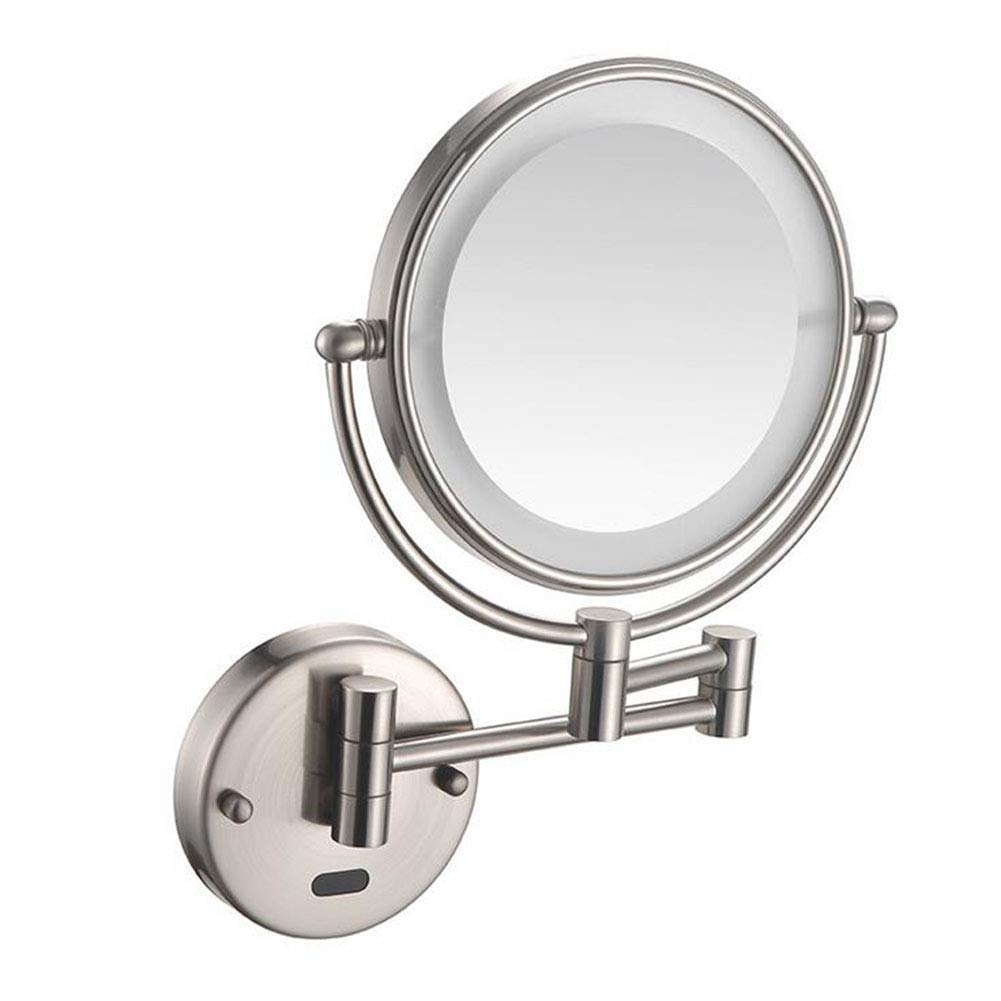 Miroir pliant en nickel brossé avec grossissement 5X pour une salle de bain moderne