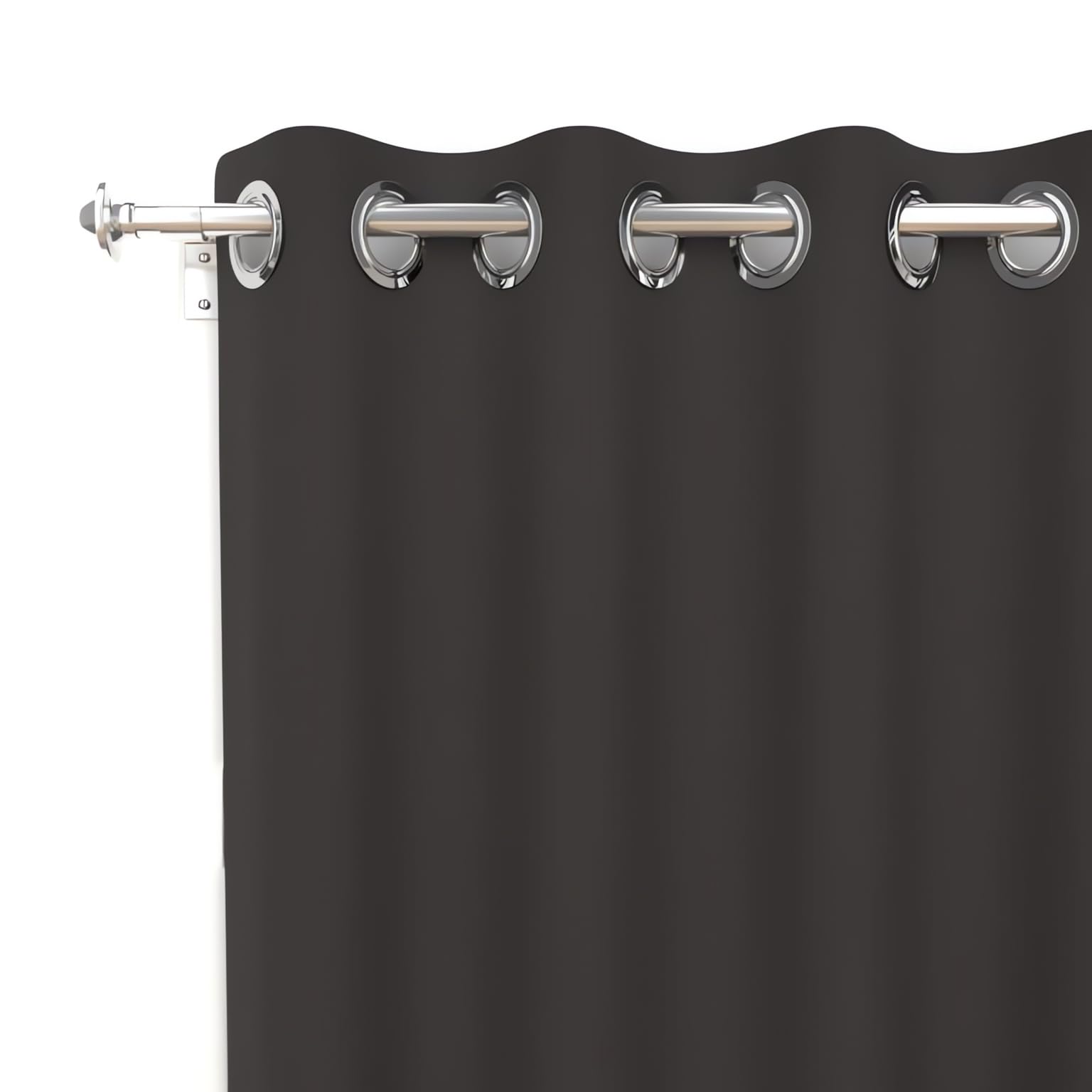 Soleil d'ocre Cortina Lisa con Ojales Antiarrugas Alix, Negro, 140 x 180 cm