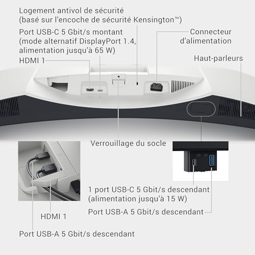 Dell 34 Plus USB-C Écran PC - S3425DW, WQHD (3440x1440), 21:9 Incurvé, 120Hz, VA, 1ms, AMD FreeSync Premium, HDR10, Réglage en Hauteur, Haut-parleurs intégrés, 2 USB-C, 2 HDMI, 2 USB, Garantie 3 Ans