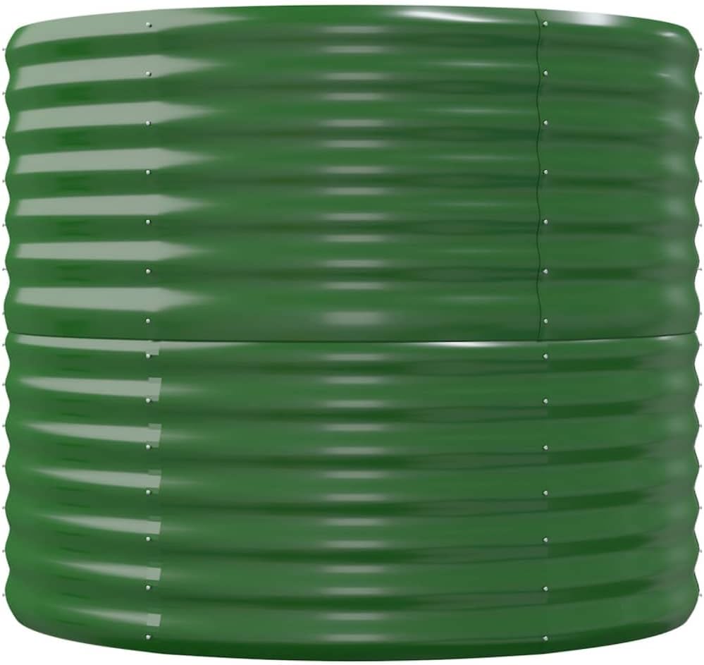 60 x 60 x 26.8 in Green Oval Raised Garden Bed Outdoor, Powder-Coated Steel Planter Box for Patio, Balcony & Yard, Modern Raised Planter for Vegetables, Herbs & Flowers