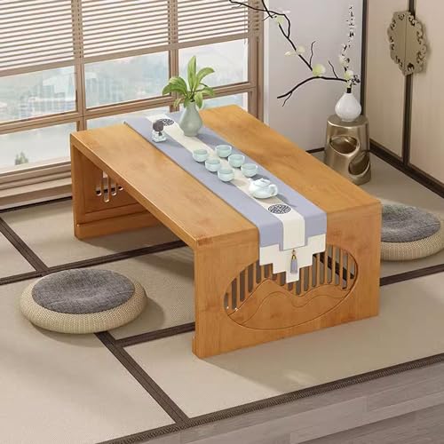 Table japonaise pliable sans installation pour un repas au sol confortable