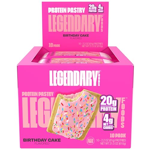 Legendary Foods 20 gr Protein Bar Alternative Tasty Pastry | Low Carb gluten free | Keto Friendly | No Sugar Added | High Protein Snacks | On-The-Go Breakfast | Keto Food – Birthday Cake (10-Pack)