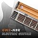 EART Headless E-Gitarre Fix Bridge für 6 -saitige Reisegitarre Kleine, aber vollwertige LEAF-Gitarre Ultraleicht für Reisen und Performance Richtige Solid-Body-Gitarre (Schwarz ohne Furnier)