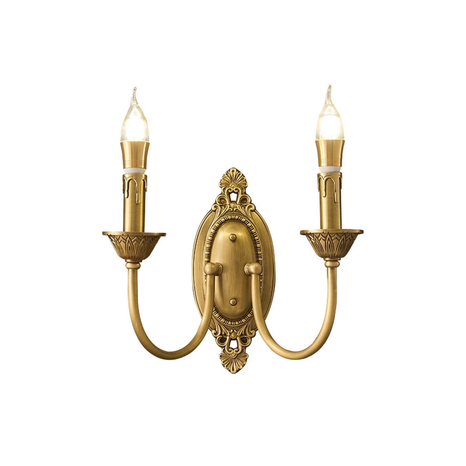Wqqyu6hkf One Color Lights Retro All Copper Wall Lamp Candle Shaped Decorative Lamps(Medium)