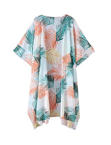 Dauveg Cardigã feminino longo de chiffon quimono Boho floral 0pen cobertura frontal Xale Robes, 53 C