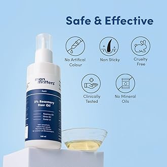 Man Matters Hair Oil With Rosemary, Onion, Bhringraj, Shikkai, Brahmi & Amla Oils | Reduces Hair Breakage, Nourishes Hair & Protects Shine | 100ml