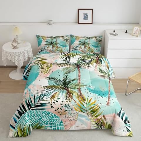 Manfei Tropical Queen Size Comforter Set Cover