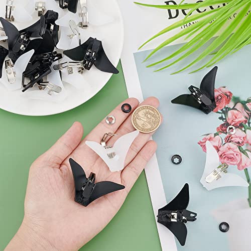 CHGCRAFT 20Pcs 2 Colors Bow Tie Clips Bowtie Hardware Fastener Black Silver Iron Clip-On tie Clip with Plastic Fixed Collar Clips for DIY Bowtie Hardware Closure 54mm × 30mm3