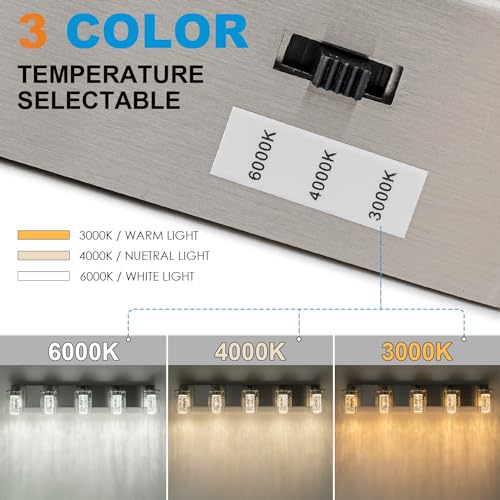 Image of SineRise Bathroom Vanity Light with 3 Color Modes (3000K /4000K /6000K), Eye Protection LED Bathroom Light Fixture, Dimmable Modern Wall Light Over Mirror with Clear Glass Shade (Nickel, 5-Light)