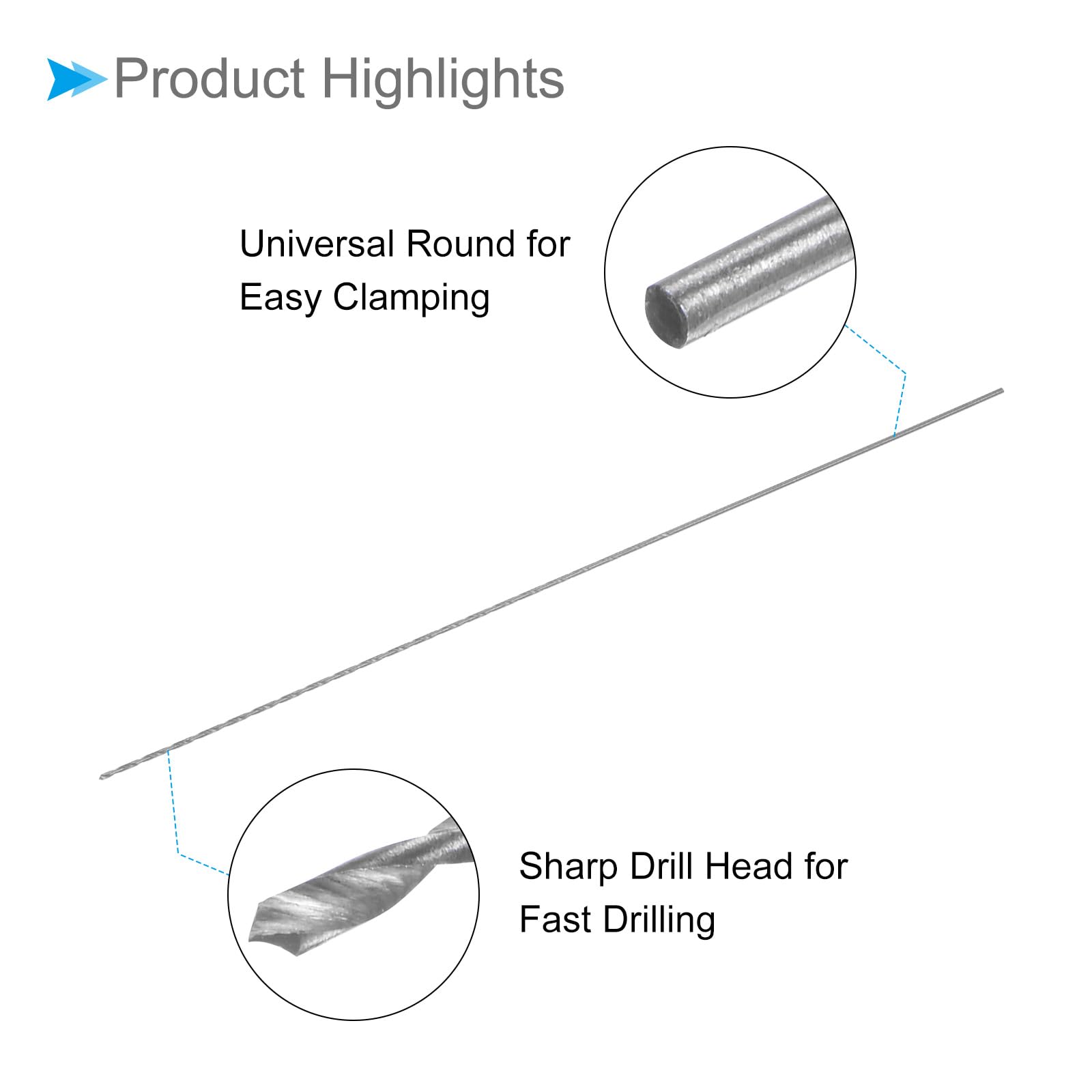 CoCud Long Twist Drill Bits, 0.8mm Cutting Diameter 0.03" Shank 2.95" Blade Length - Image 4