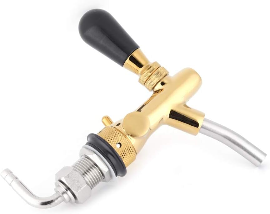 Beer Tap Stainless Steel G5/8 Adjustable Beer Tap Faucet Draft Shank Home Bar (Gold)