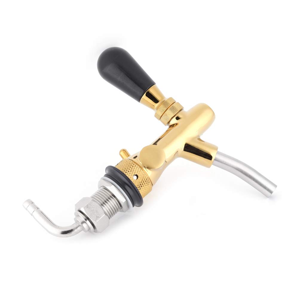Robinet de Bière Réglable, Acier Inoxydable G5/8 Robinet de Bière Réglable Tige de Tirage Barre de Maison pour Système de Fût de Bière(Or)