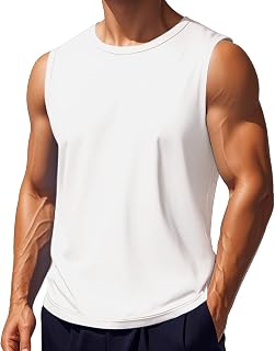 EKLENTSON Mens Sleeveless Shirts Lightweight Cotton Muscle Shirts Gym Training Active Tank Soft Summer Beach Casual Tank