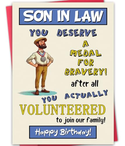 ATTLVV Funny Son In Law Birthday Card, Happy Son In Law Birthday Gifts