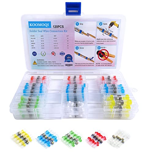 120PCS Solder Stick Wire Connectors Kit, Marine Grade Solder Sleeve Waterproof Insulated Self Soldering Heat Shrink Butt Connector for Marine Automotive Boat Truck