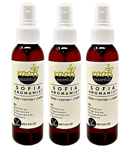 Roots Essential 3-in-1 ALL NATURAL Aromamist, 4 OZ (3) Count - Body + Home + Linen (Sofia AromaMist 4 oz)