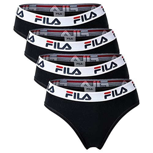 Preisvergleich Produktbild FILA Damen Slip - 4er Pack Briefs (Schwarz, M)