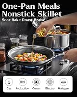 XBM Frying Pan Nonstick with Lid 10 In, Honeycomb, PFAS-Free, All Cooktops — image 4