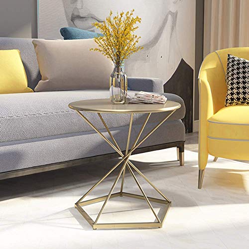 Petite table basse ronde en fer forgé doré table d'appoint salon - 5